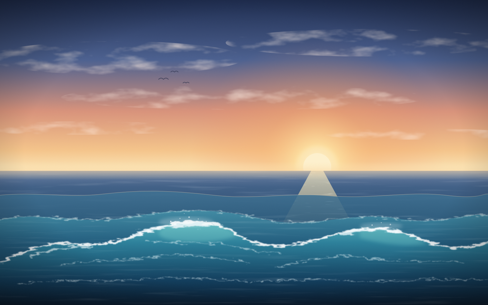 Ocean drawn by the AI without Pencil